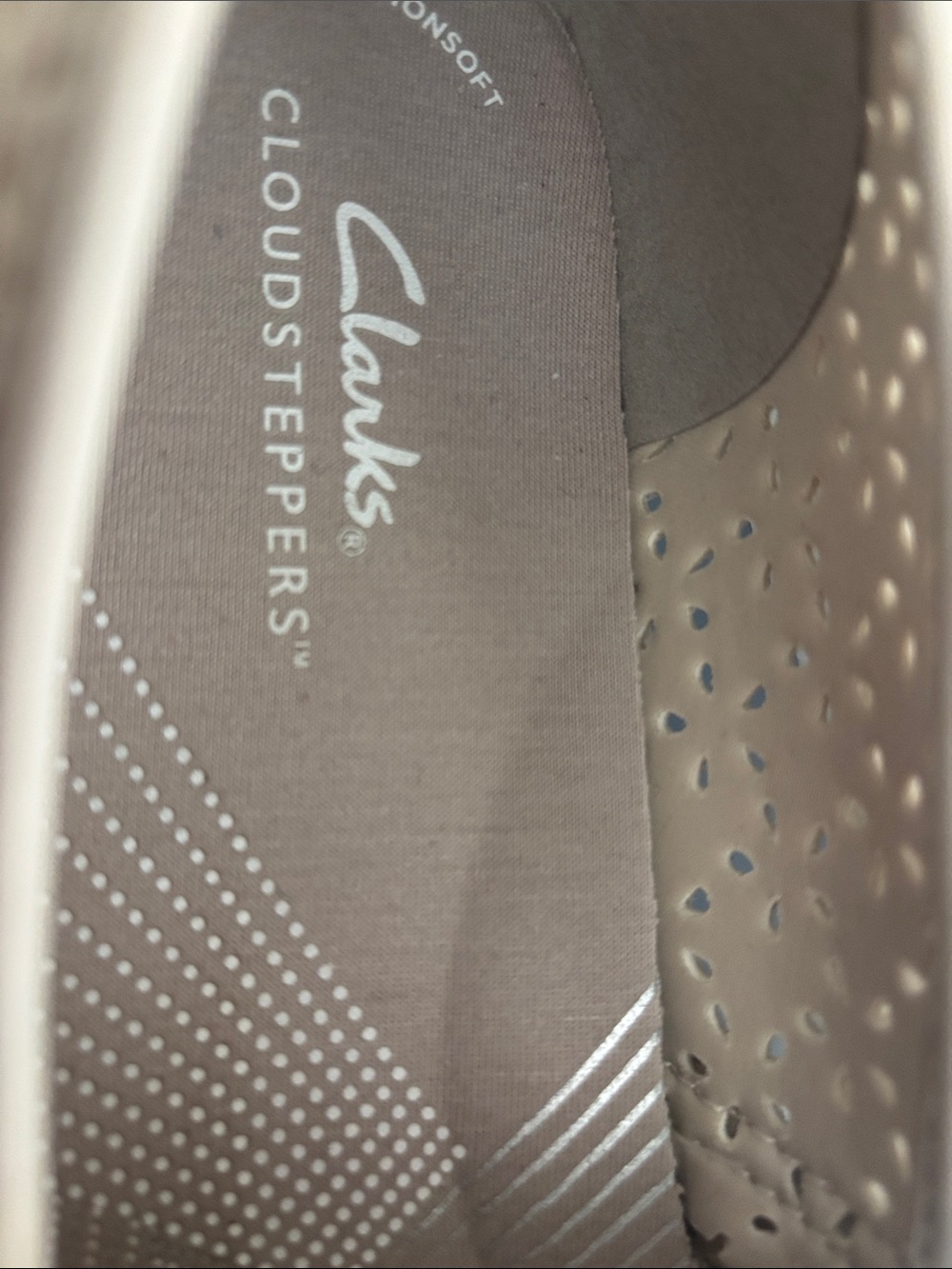 Clarks Light Beige Perforated Slip-On Loafers - Picture 2 of 3